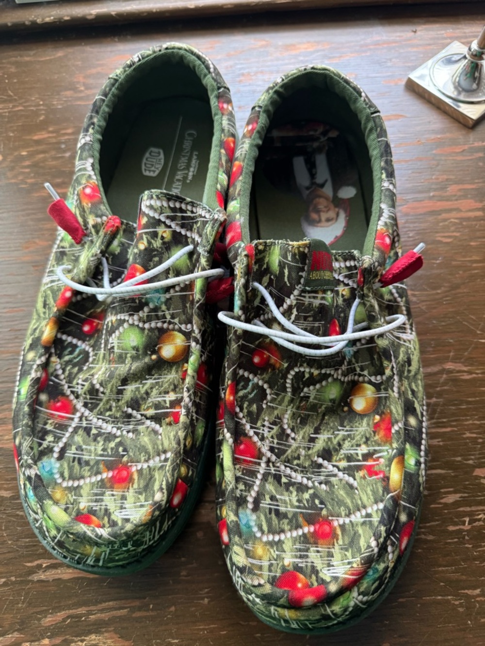 Hey Dude Men’s Holiday Tree Print Slip-On Shoes - Green/Red/Gold